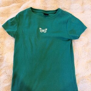 Art Class Green Ribbed Butterfly Tee | Petite XS/S | Saint Patrick’s Day
